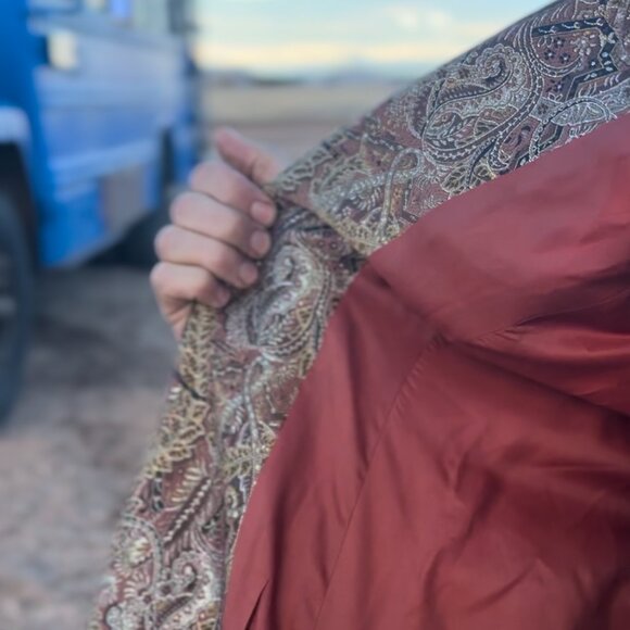 70s Vintage Gold Paisley Coat Unisex Chetta B Evening - Picture 6 of 14